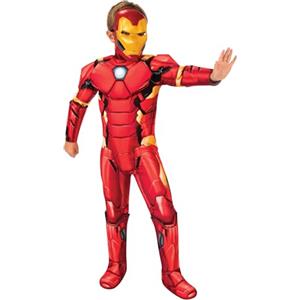 Rubie's Rubies Costume Iron Man Deluxe per bambino e bambina, Tuta con petto musculoso, copristivali e maschera, Ufficiale Marvel per Natale, Carnevale, Halloween e Cosplay