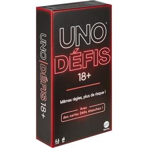 Mattel Games UNO SFIDE Gioco di Carte Solo Adulti per Serate Giochi, Viaggi, Campeggio e Feste, Versione Francese, JBF59