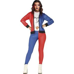 FIESTAS GUIRCA | Costume Dangerous Girl Adulto (42-44/L) - Maglietta, Giacca e Pantaloni - Costumi da Supereroi e Cattivi, Mr. Smile per Halloween e Feste in Maschera - Blu e Rosso