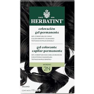 Herbatint Colorazione Gel Permanente per Capelli 2N Moreno - 170 ml | Senza Ammoniaca, 100% Copertura di Capelli Grani | per pelli Sensibili, con 8 Estratti Naturali Bio