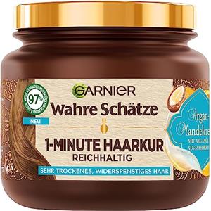 Garnier Vero tesoro nutriente 1 minuto per capelli secchi e indisciplinati, con olio di argan e olio di mandorle per capelli morbidi e lisci, formula vegana, 1 x 340 ml