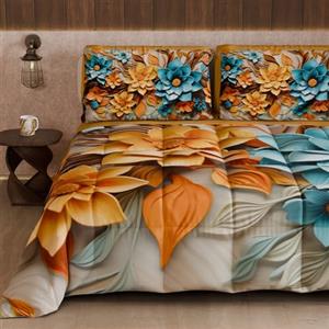 PETTI Artigiani Italiani - Trapunta Invernale, Piumone Invernale, Trapunta Matrimoniale Double Face Tinta Unita e Stampa Digitale Floreale 05 16, 100% Microfibra, Made in Italy