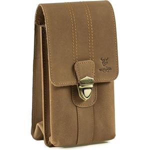 MATADOR 'Málaga XL' - Marsupio universale in vera pelle, verticale, extra grande, per esterni, XXL, per smartphone fino a 7,5 pollici, formato verticale (marrone chiaro)