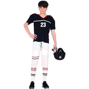 FIESTAS GUIRCA | Costume Quarterback Teen (14-16 Anni) - Maglietta e Pantaloni per Feste Sportive e Celebrazioni - Ideale per Halloween, Carnevale e Feste in Maschera - Nero e Bianco