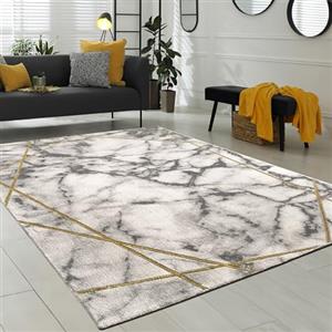 Paco Home Morbidi tappeti marmorizzati a pelo corto in grigio e oro per il soggiorno con motivi diversi, Dimensione:80x150 cm, Colore:Oro 3