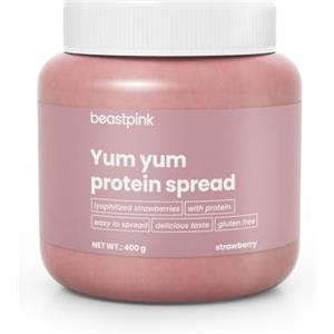 BeastPink GymBeam Crema Proteica Spalmabile Yum Yum - Protein Spread con Fragole Liofilizzate, Sapore Delizioso, Consistenza Cremosa, Fonte di Proteine per Crescita Muscolare, Fragola