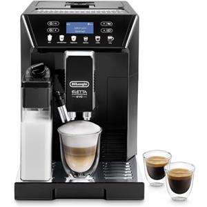 De'Longhi Eletta Evo ECAM 46.860.B macchina da caffè automatica, con sistema lattecrema, cappuccino ed espresso premendo un pulsante, display LCD e tasti sensori, 2 litri, colore nero