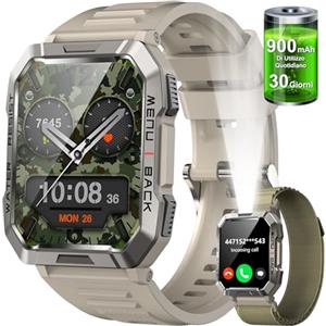 Baolubao Smartwatch Uomo, Orologio intelligente con Effettua/Risposta, 2.01" Orologio Smartwatch con Torcia e Bussola,2 Cinturini, smartwatch14, IP68 Impermeabile Smart Watch per Android iOS