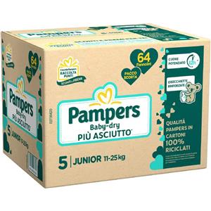Fater PANNOLINI PAMPERS BABYDRY PACCO SCORTA QUADRIPACK TAGLIA 5 JUNIOR 64 PZ