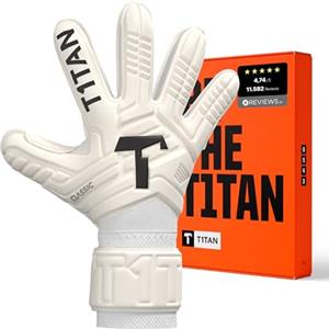 T1TAN Classic 1.0 White-Out Junior - Guanti da portiere per bambini - senza protezione delle dita - guanti da portiere di calcio - taglia 3