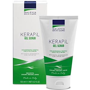kerapil Galenia Skin Care, Kerapil Gel Scrub, con microgranuli vegetali acne e pelle impura, 125ml