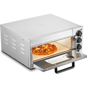 VEVOR Forno per Pizza Commerciale da Banco, 406 mm Singlo Piano, Forno Elettrico per Pizza in Acciaio Inox con Pietra e Maniglia, Macchina per Pizza Interna per Ristorante, Forno per Pizza a Casa