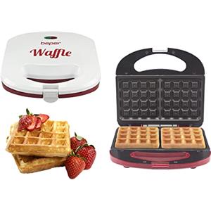 BEPER BT.602H Waffle Maker con Piastre Antiaderenti, Avvolgicavo e Piedini Antiscivolo - Piastra Waffle 780 W
