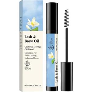 mefocou Olio e applicatore per ciglia e sopracciglia, siero per ciglia, olio di ricino biologico, portatile, per migliorare le ciglia e le sopracciglia, 12 ml