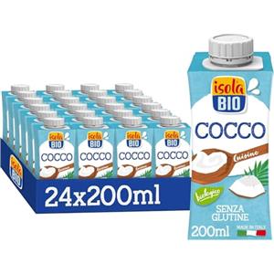 Isola Bio Crema Cuisine Cocco, da Cucina Biologica Senza Glutine, A Base Vegetale, 100% Ingredienti Naturali, per Vegani e Vegetariani, Formato 24 x 200 ml