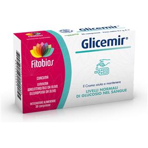 Fitobios Glicemir - Integratore Alimentare con Curcuma, Gymnema e Cromo per il Controllo dei Livelli di Zucchero nel Sangue - 30 Compresse