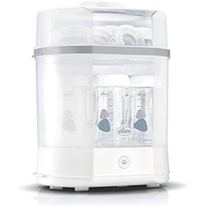 Chicco Sterilizzatore A Vapore, Sterilizzatore Biberon, Tiralatte e Ciuccio, con 3 Configurazioni e Spegnimento Automatico, Adatto al Microonde, per Sterilizzare Fino a 6 Biberon da 330 ml, Bianco