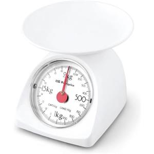Orbegozo PC 1015, bilancia da cucina meccanica, portata 2 kg, scala 10 g, superficie plastica liscia, bianco