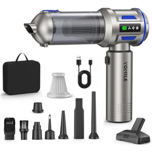 Yomile Aspirabriciole Senza Fili, 27000PA 4 in 1 Aspirapolvere per Auto Portatile,Aspiratore e Soffiatore con Motore Brushless Mini Aspirabriciole Senza Fili Potente per Auto Casa (AD10, 27000)
