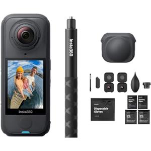 Insta360 X4 Air Pack Sostituzione Obiettivo Nero grafite- Videocamera leggera 165g 8K 360, selfie stick invisibile, lenti sostituibili, prima registri poi inquadri, cover antivento, stabilizzazione.