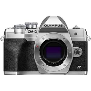 Olympus Fotocamera Olympus OM-D E-M10 Mark IV con sistema Micro Quattro Terzi Olympus, sensore da 20 MP, schermo LCD per selfie, mirino elettronico, video 4K, potente messa a fuoco automatica, Wi-Fi, argento