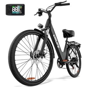 URLIFE Bici Elettrica Per Adulti Da 26", 7 Velocità Bicicletta Elettrica con 250W Motore, Batteria Rimovibile 36V 13Ah Autonomia di 80 km, E-bike con display LCD Per Pendolari Urbani Nero