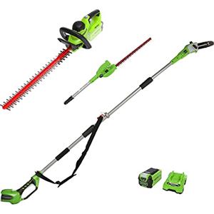 Greenworks Tagliasiepi Telescopico e Motosega Senza Fili 2 in 1 40V, Tagliasiepi con Batteria 2Ah e Caricatore