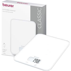 Beurer KS 19 Pure White bilancia da cucina digitale, capacità fino a 5 kg (suddivisione precisa al grammo), bilancia domestica con sensore touch, bilancia per alimenti incl. batterie, bianco