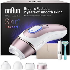 Braun Skin I·Expert Epilatore Luce Pulsata Smart, Epilazione Laser Peli Donna A Casa, Riduzione Permanente Dei Peli, App Gratuita, Vanity Case, Mini Depilatore Viso, Rasoio Gillette Venus, 4 Testine