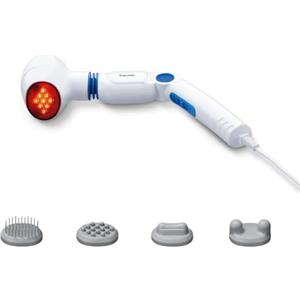 Beurer MG 40 Apparecchio per Massaggi a Raggi Infrarossi con impugnatura regolabile in 3 modi, 4 accessori per un massaggio vibrante ideale per gambe e schiena, funzione calore