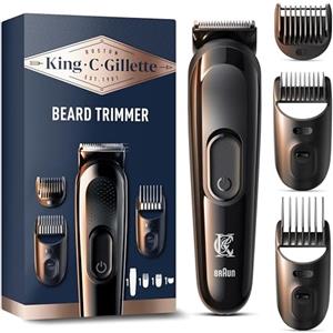 King C. Gillette Rasoio Elettrico Barba, Regolabarba Uomo Senza Fili Con 5 Pettini Intercambiabili, 1 Spazzolina Di Pulizia, 1 Caricatore E 1 Custodia Con Zip