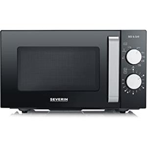 SEVERIN Forno a Microonde, 800W, 20 Litri, Fondo Piatto in Vetro, Senza Piatto Girevole, 6 Livelli Potenza, con Funzione Scongelamento, 46,5 x 39,5 x 27,5 cm, Nero/Acciaio Inox - MW 7761