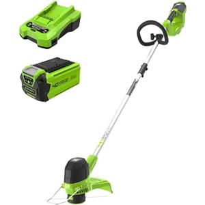Greenworks 40V Tagliabordi a Batteria per Giardini Medi, Altezza Regolabile, Ampiezza di Taglio 30cm, Filo di Nylon da 1,65mm con Autofeed, Batteria 40V 2Ah e Caricabatterie, Garanzia 3 Anni G40LTK2