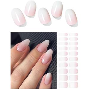 Wahrshei Unghie Gel Adesive UV | Rosa Sfumato Smalto Adesivo Gel UV | 20 PCS Pellicola per Unghie Autoadesiva | Adesivi per unghie in gel, Impacchi di Smalto Gel per Unghie