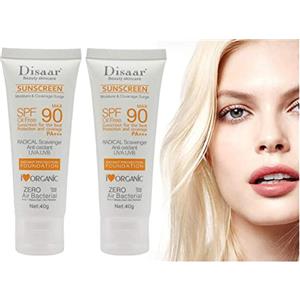 Barabum Crema solare viso crema per il viso Bellezza cura della pelle SPF 90 Olio anti-ossidante radicale antiossidante UVA/UVB 40g Crema solare anti giorno(2 pezzi)