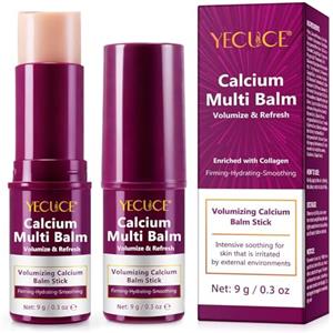 mysemgshuo Calcium Volume Multi Balm, Calcium Multi Balm Stick, crema di calcio anti-invecchiamento, Arricchito Con Collagene, Cura Idratante, Sticks di Calcio Idratanti per Occhi, Viso, Collo (2PC)