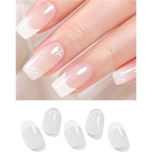 Wahrshei Unghie Gel Adesive UV | Stelle Francesi Smalto Adesivo Gel UV | 20 PCS Pellicola per Unghie Autoadesiva | Adesivi per unghie in gel, Impacchi di Smalto Gel per Unghie
