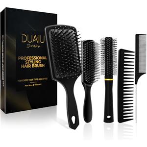 DUAIU 5 pezzi Pettine per uomo e donna Set di pettini per tutti i tipi di capelli Spazzola piatta Spazzola districante Spazzola rotonda per ciuffo Pettine a denti larghi Strumenti per parrucchieri