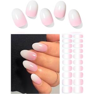 Wahrshei Unghie Gel Adesive UV | B Pink Ombre Smalto Adesivo Gel UV | 20 PCS Pellicola per Unghie Autoadesiva | Adesivi per unghie in gel, Impacchi di Smalto Gel per Unghie