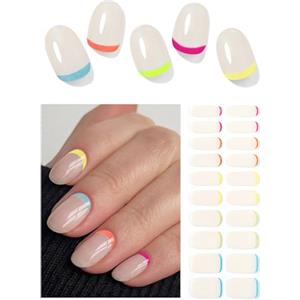 Wahrshei Unghie Gel Adesive UV | Beige Gelatinoso Smalto Adesivo Gel UV | 20 PCS Pellicola per Unghie Autoadesiva | Adesivi per unghie in gel, Impacchi di Smalto Gel per Unghie