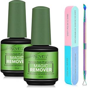 ATOANY Solvente per Smalto 2 pacchi con Spingi Cuticole e lima per unghie, Remover Semipermanente Unghie, Gel Remover per Smalto, Rimuove Facilmente e Rapidamente lo Smalto in 3-5 Minuti