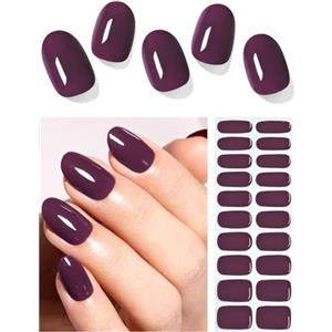 Wahrshei Unghie Gel Adesive UV | Viola Prugna Smalto Adesivo Gel UV | 20 PCS Pellicola per Unghie Autoadesiva | Adesivi per unghie in gel, Impacchi di Smalto Gel per Unghie
