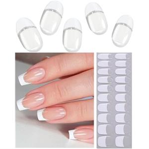 Wahrshei Unghie Gel Adesive UV | French Glitter Smalto Adesivo Gel UV | 20 PCS Pellicola per Unghie Autoadesiva | Adesivi per unghie in gel, Impacchi di Smalto Gel per Unghie