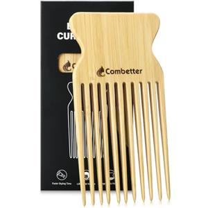 Combetter Pettine per capelli in bambù Combetter, Migliora la definizione dei ricci e il volume di tutti i capelli ricci, grimaldello afro ecologico per districare e acconciare i capelli.