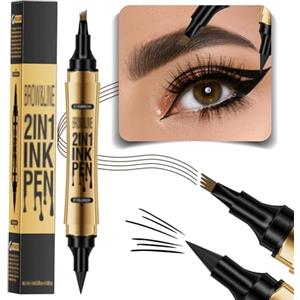 ZukQvrivelig Matita Sopracciglia 3D Impermeabile Penna Liquida - Lunga Durata, Effetto Naturale e Preciso, Lápiz de Cejas Crea Aspetto Natura (Marrone Scuro)