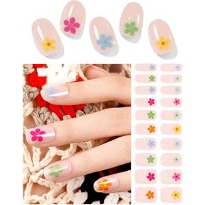 Wahrshei Unghie Gel Adesive UV | M Flower Smalto Adesivo Gel UV | 20 PCS Pellicola per Unghie Autoadesiva | Adesivi per unghie in gel, Impacchi di Smalto Gel per Unghie