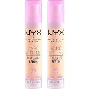 NYX Professional Makeup Bare With Me Siero Correttore Viso e Corpo 2in1 Idratante con Centella Asiatica e Tè Verde per Pelle Secca Occhiaie e Rossori Tonalità 01 Fair - 2 Flaconi da 9,6ml