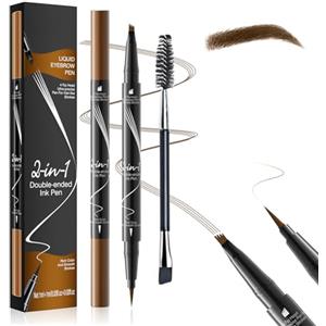 LAXISCREED Matita Sopracciglia Microblading Waterproof 2 in 1, Penna Eyeliner e Sopracciglia a 4 Punte, Professionale a Lunga Durata per Effetto Naturale Pelo a Pelo (Marrone chiaro)