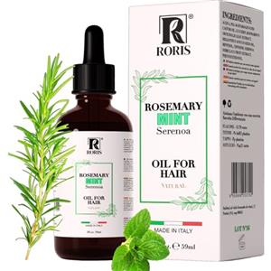 Roris Olio di rosmarino per capelli, Pronto all' uso, già diluito, per ricrescita veloce, anticaduta, rinforzante e lenitivo,MADE IN ITALY, formula potenziata con menta serenoa e caffeina 59ML