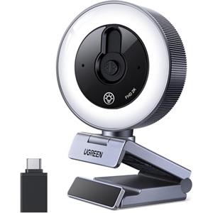 UGREEN Webcam 2K 30FPS Full HD USB A USB C Webcam Luce ad Anello LED a 4 Livelli Fissa Plug and Play Angolo Regolabile per Windows MacOS Linux Streaming YouTube Skype Video Zoom Videoconferenza